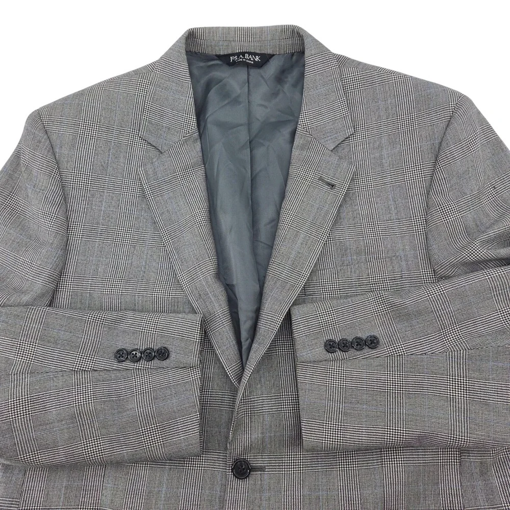 Jos A Bank Signature Collection Mens 42R Grey Glen Check Wool Blazer Suit Jacket